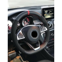Vw Caddy Alkantra-Karbon Kırmızı Yüzüklü Direksiyon Kılıf