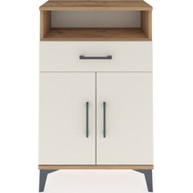 Arges Komodin 2 Raflı Tek Çekmeceli 2 Kapaklı 60x30x96 Çam-ay... Çam