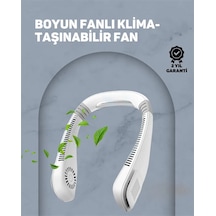 Usb Şarjlı Giyilebilir Fan 5 Kademeli Rüzgar Hızı Sessiz Turbo Soğutma 360 Hava Sirkülasyonu