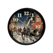 Nostaljik At Arabası Temalı Duvar Saati 28 Cm Sessiz Mekanizma Vintage Dekor Çok Renkli
