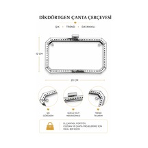 Vollen Yarn Metal Dikdörtgen Çanta Çerçevesi 20x12 Cm Kilitli Çanta Bursu El Çantası Portföy Çanta Aparatı Gümüş