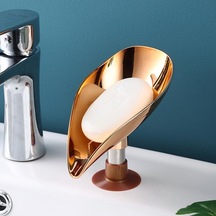 Altın Lüks Altın Renk Yaprak Şekli Sabun Kutusu Drenaj Sabunluk İskandinav Tarzı Tuvalet Çamaşır Sabunu Kutusu Tepsisi Araçlar