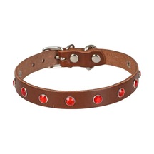 Cattie Taşlı Deri Kedi Boyun Tasması L 1.2x25-29CM Kahverengi