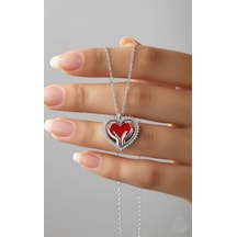 Çekirdekjewelry 925 Ayar Gümüş Elimde Kalp Kolye Gri