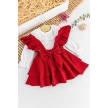Babymod Fırfırlı Fiyonklu 2'li Kız Bebek Elbise Body Takım 001