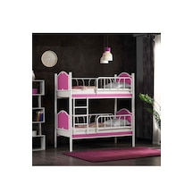 Argimo İnci Baby Çocuk Genç Odası Ahşap Başlık Metal Ranza Ve Karyola Pembe 80 x 160 CM