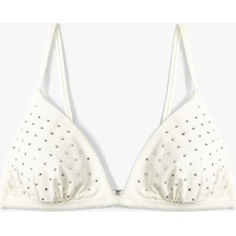 Koton Üçgen Bikini Üstü Parlak Taş İşlemeli Kaplı Beyaz 3sak10017mm 3SAK10017MM000 Beyaz