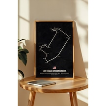 Las Vegas F1 Pisti Ahşap Çerçeveli Tablo Las Vegas Gp Poster Ahşap 01