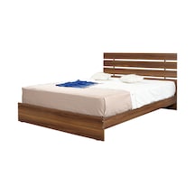 Pasifichome Huga Çift Kişilik Ahşap Karyola Ceviz 180 Cm / Başlıklı Karyola