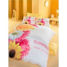 Komfort Home 3D Çift Kişilik Pamuk Saten Nevresim Takımı (Daisy) Çok Renkli