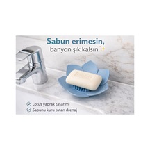 Buççin Online Mağaza Silikon Su Giderli Lotus Şekilli Sabun Ve Sünger Tutacağı Şık Dekoratif Katı Sabunluk Silikon Mavi Çok Renkli