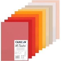 Canson Mi-teintes 160gr A4 Renkli Çizim Kağıt Çift Taraflı Petek Ve İnce Taneli 10 Sıcak Renkler