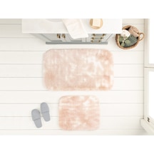 Madame Coco Damien 2'li Banyo Paspası - Beyaz/pudra - 60x100 Cm 1kbapa0528 2'li Büyük Boy Set-beyaz/pudra