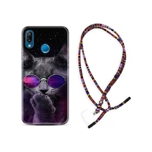Huawei P20 Lite Kılıf Rasta Boyun Askılı Carisma Cat 1607 Siyah