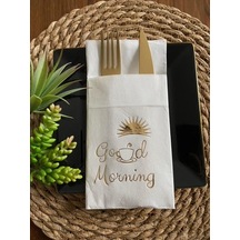 Gold Beyaz Cepli Good Morning Peçete 12 Adet 40x40