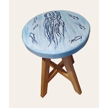 Sea Stoll Tamamı El Yapımı Deniz Anası Ahşap Tabure