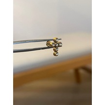 316 L Cerrahi Çelik 6 Taşlı Haç Modeli Dudak Kıkırdak Helix Tragus Piercingi Altın