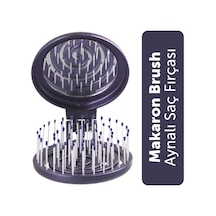 Beauty Makaron Metalik Saç Fırçası - 3d Esnek, Aynalı, Çanta Boy - Compact Detangler Mor
