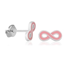 Gumush Gümüş Pembe Sonsuzluk Çivili Küpe