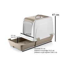 Gnd Orta Boy Çekmeceli Kapalı Kedi Tuvaleti + Kürek 47 x 23.5 x 55 CM