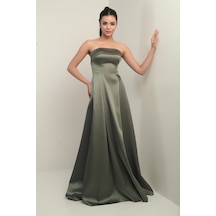 By Saygı Kadın Straplez Astarlı Cepli Uzun Saten Abiye Elbise-40993 Haki By Saygı Kadın Straplez Astarlı Cepli Uzun Saten Abiye Elbise-40993 Haki