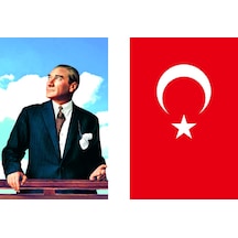 Atatürk Resmi Kumaş ve Türk Bayrağı 150x225cm