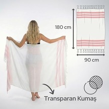Pembe 4'lü - 90 X 180 Cm - İnce & Transparan - Kadınlar İçin İpeksi Yumuşak Peştamal - Bambu & Pamuk Karışımı - Dokuma Şeritleri Solmaz Ve Uzun Ömürlü - Dekoratif Hediyelik Peştamal Açık