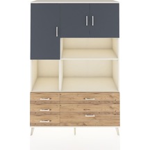 Hyperion Dolap 8 Raflı 5 Çekmeceli 3 Kapaklı 132x44x195 Aytaşı-antrasit/çam Antrasıt/atlas Çam