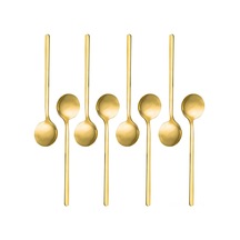 Kosona 8 Adet Gümüş Kaplama Paslanmaz Çelik İtalyan Stil Kahve Kaşığı, 13.5 Cm Mini Çay Kaşığı, Kahve, Tatlı, Dondurma İçin Uygun Altın