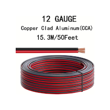 Globalbloom 12 Awg 602.36 İnç Kırmızı Siyah Bakır Kaplı Alüminyum Hoparlör Kablosu
