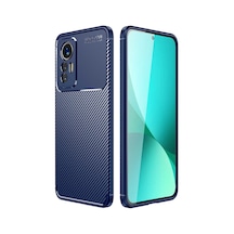 Xiaomi Mi 12 Lite Kılıf Karbon Görünümlü Silikon Kamera Korumalı Üstün Koruma Pazarplus Lacivert
