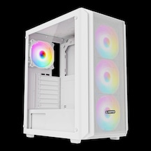 Rampage Beta Mesh 650w 80 Plus Standart 4 12cm Argb Fan Temperli Camlı Mid-t Beyaz Oyuncu Kasası