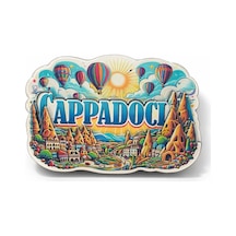 Kapadokya Temalı Ahşap Buzdolabı Magneti Model 1