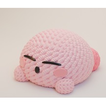Örgü Dokulu Kirby 3d Baskı Modeli - Uyuyan Kirby Figürü - Dekoratif Masa Aksesuarı - Stl