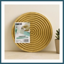 Bezos Yuvarlak 28 Cm Bambu Servis Sunum Tahtası - Çift Taraflı Düz Ve Kanallı Ob