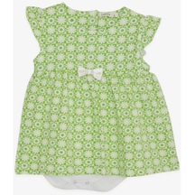 Breeze Kız Bebek Elbise Zıbınlı Çiçek Desenli Fiyonklu 9 Ay-3 Yaş, Fıstık Yeşili-fıstık Yeşili