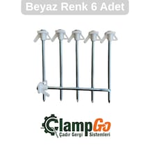 Clampgo Sert Zemin Çadır-tente-tarp Kazığı 8 Mm Kalınlığında 21 Cm Uzunluğunda 6 Adet Beyaz