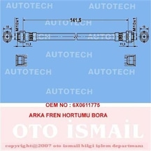 AUTOTECH TVB11 Fren Hortumu Arka Golf IV 98- Golf Lupo Bora 98- Polo 94-01 Fox Beetle / / Cordoba Toledo Fren Ekipmanları 38007055