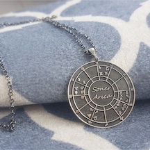 Vaoov 925 Ayar Gümüş Doğum Haritası Astroloji Kolye