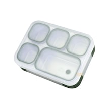 Bento 1000ml Lunchbox Tek Katlı 5 Bölmeli Çelik Sefer Tası Yemek Kutusu Koyu Yeşil Çok Renkli
