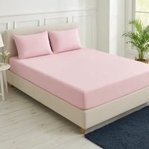 Sinada Home %100 Pamuk Pembe Lastikli Çarşaf Seti Pembe
