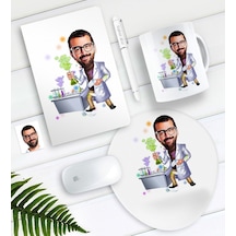 Kişiye Özel Bay Kimya Öğretmeni Karikatürlü Defter Kalem Kupa Mouse Pad Seti-2