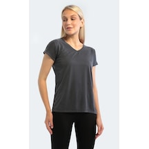 Slazenger PLAY Kadın V Yaka Koyu Gri Tişört Slazenger PLAY Kadın V Yaka Koyu Gri Tişört
