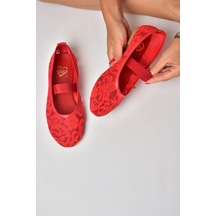 Fox Shoes Y726924306 Kırmızı Dantel Kadın Babet