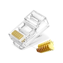 Koodmax - 3u Gold Plated Cat5e Rj45 Konnektörü 8p8c Ethernet Kablo Ucu Konnektör Jack Uç - 100 Adet