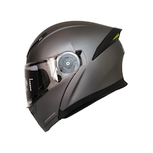 Motosiklet Çene Açılır Kask Ece 22.06 Sertifika Güneş Vizörü Motor Kaskı Mat Titanium Gri