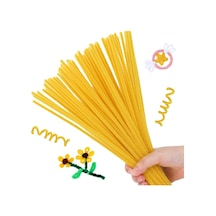 25'li Sarı Renkli Şönil, Eğitici Şönil Seti, Tüylü Tel, 30 Cm, Peluş Tel