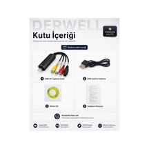 Yeni 2026 Easycap Usb 2.0 Av Analogdan Dijitale Video Ses Yakalama Ve Kayıt Kartı - Kamera Kaset Vcd Dvd Laptop Masaüstü Bilgisayar Uyumlu Dönüştürücü Adaptör