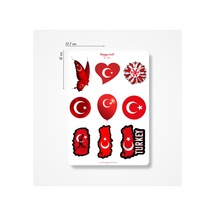 Türk Bayrağı Temalı Telefon, Tablet, Laptop Arkası Sticker Seti A5 Standart