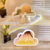 Mor Dıy Bulut Lale Led Gece Lambası Kız Yatak Odası Yaratıcı Süsler Fotoğraf Çerçevesi Aynalı Masa Lambaları Başucu El Yapımı Doğum Günü Hediyeleri Mor